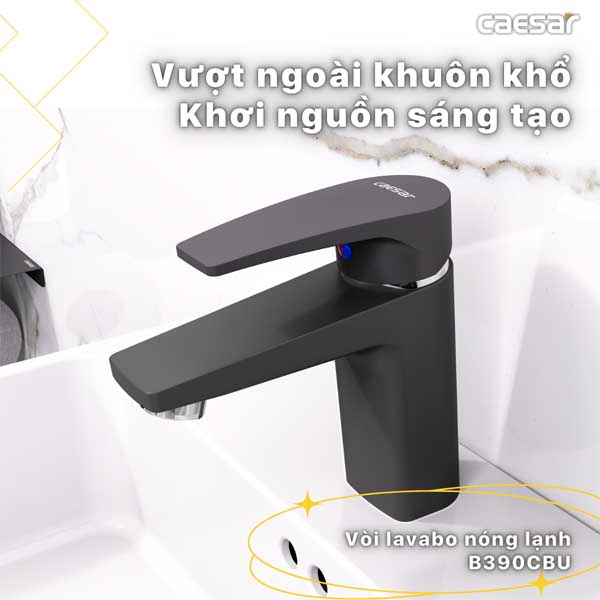 Vòi Lavabo Nóng Lạnh Caesar B390CBU Màu Đen