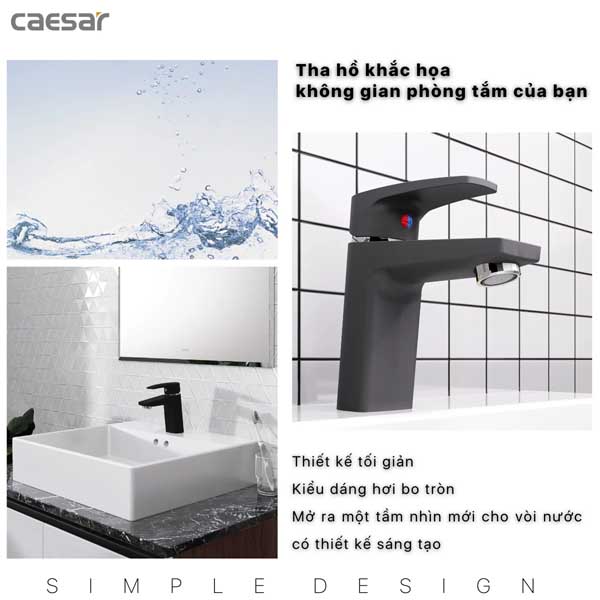 Vòi Lavabo Nóng Lạnh Caesar B390CBU Màu Đen