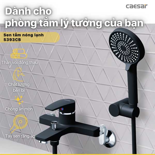 Sen Tắm Nóng Lạnh Caesar S393CB Màu Đen 