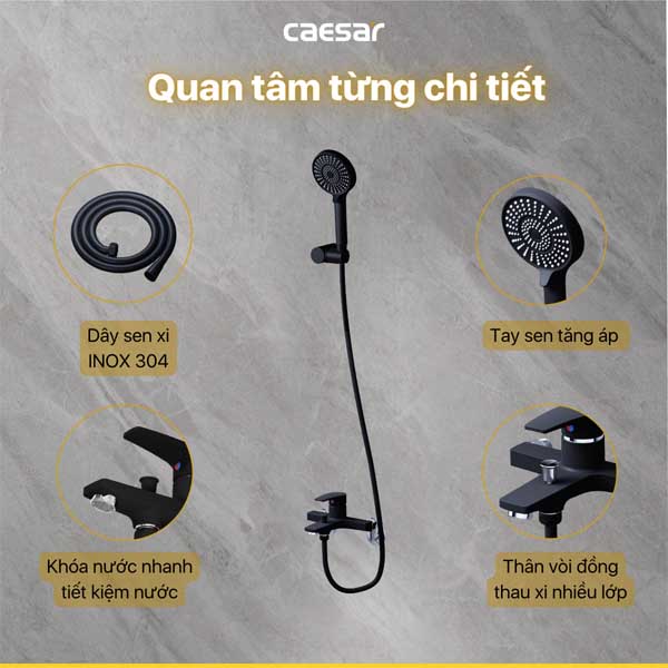 Sen Tắm Nóng Lạnh Caesar S393CB Màu Đen 