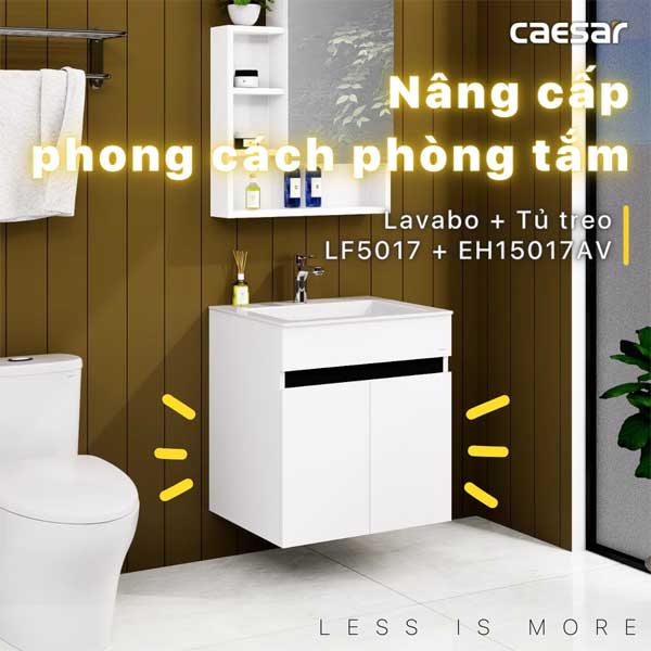 Bộ Tủ Chậu Lavabo Caesar Treo Tường LF5017 + EH15017AV