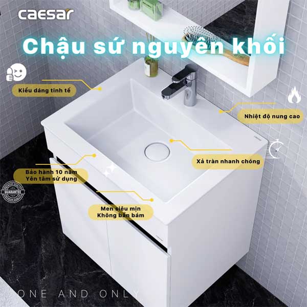 Bộ Tủ Chậu Lavabo Caesar Treo Tường LF5017 + EH15017AV
