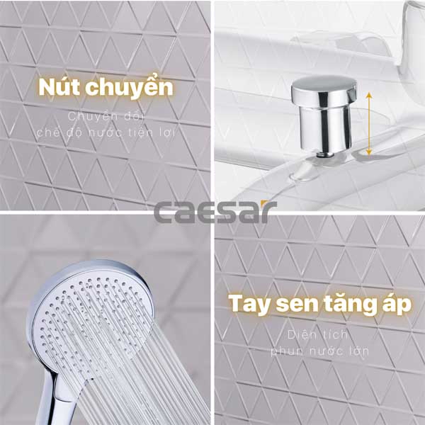 Vòi Sen Nóng Lạnh 3 Chế Độ Caesar S523C
