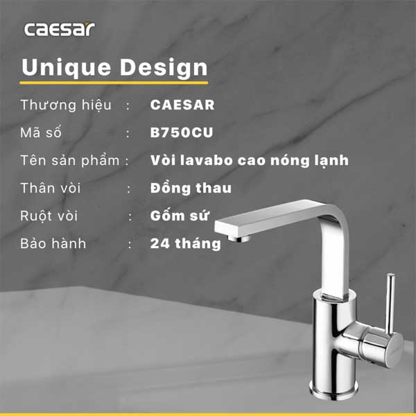 Vòi Lavabo Nóng Lạnh Caesar B750CU