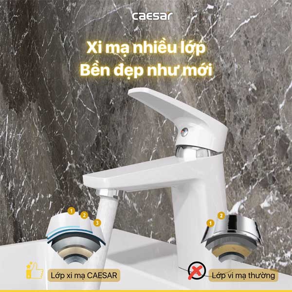 Vòi Lavabo Nóng Lạnh Caesar B390CWU Màu Trắng 