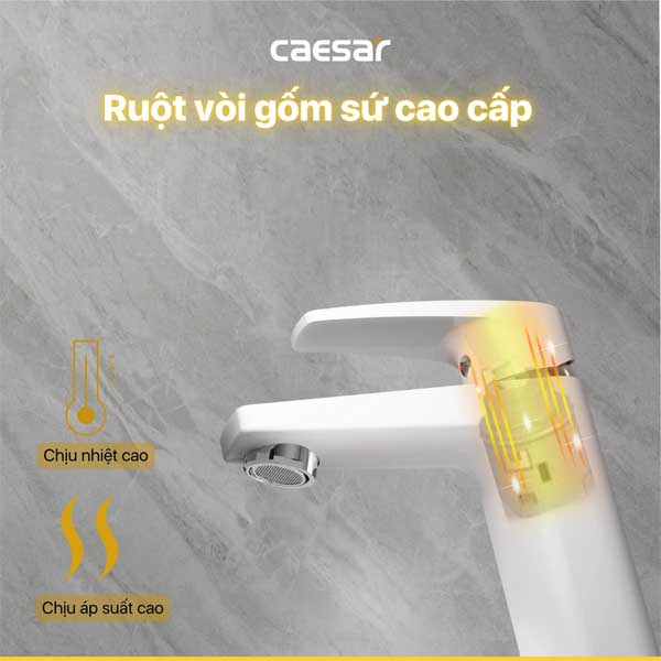 Vòi Lavabo Nóng Lạnh Caesar B390CWU Màu Trắng 