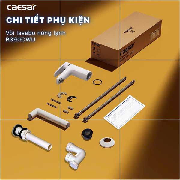 Vòi Lavabo Nóng Lạnh Caesar B390CWU Màu Trắng 5 Vòi Lavabo Nóng Lạnh Caesar B390CWU Màu Trắng
