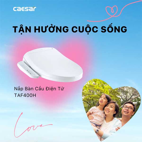 Bồn cầu kết hợp nắp điện tử Caesar C1374F+TAF400H