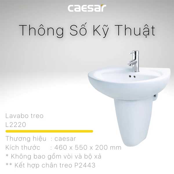 Chậu Rửa Lavabo Treo Tường Caesar L2220 + P2443
