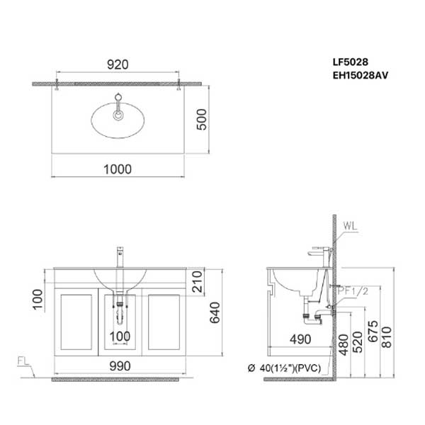 Bộ Tủ Chậu Lavabo Caesar LF5028+EH15028AW7V 4 Bộ Tủ Chậu Lavabo Caesar LF5028+EH15028AW7V