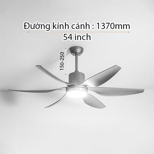 Quạt trần Nanoco NCF5462-SL (Bạc, 6 cánh, có đèn LED)