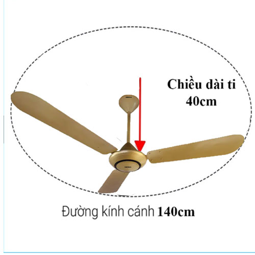 Quạt trần Nanoco NCF5631-GO (3 cánh nhôm,vàng đồng, Ti 30-40cm)