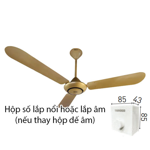 Quạt trần Nanoco NCF5631-GO (3 cánh nhôm,vàng đồng, Ti 30-40cm)