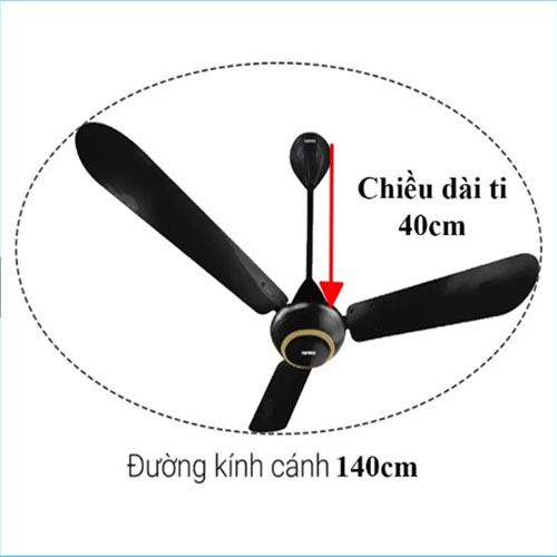 Quạt trần Nanoco NCF5631-K (3 cánh nhôm, màu đen, Ti 30-40cm)