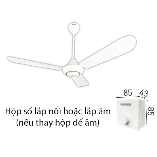  Quạt trần Nanoco NCF5631-W (3 cánh nhôm, màu trắng, ti 30-40cm)