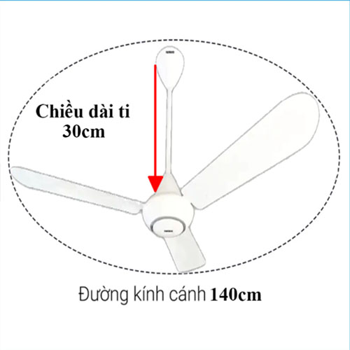  Quạt trần Nanoco NCF5631-W (3 cánh nhôm, màu trắng, ti 30-40cm)