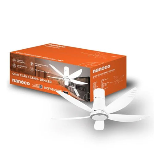 Quạt trần Nanoco NCF5653-WL (5 cánh, có đèn LED)