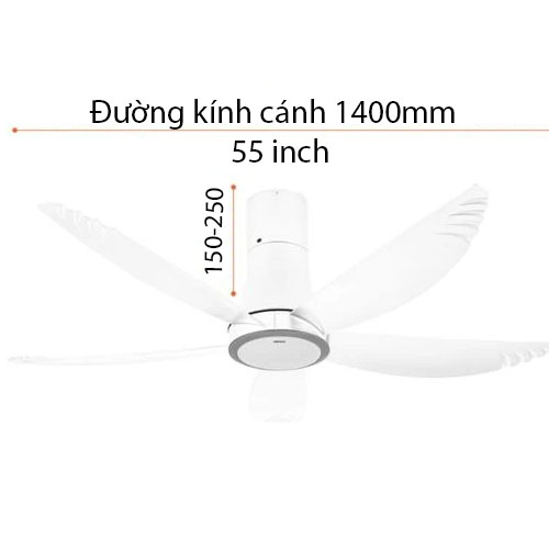 Quạt trần Nanoco NCF5653-WL (5 cánh, có đèn LED)