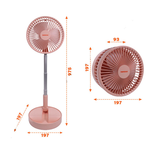 Quạt Sạc Nanoco NFF1617P (Hồng)