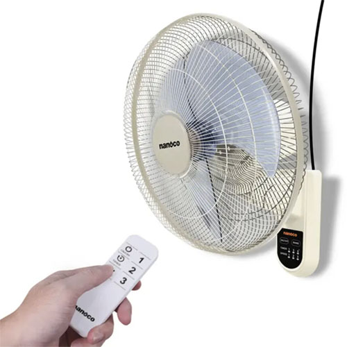 Quạt treo tường remote Nanoco NWF1612RC-BE (Be)