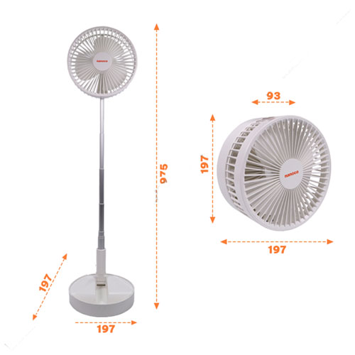 Quạt Sạc Nanoco NFF1617W (trắng)