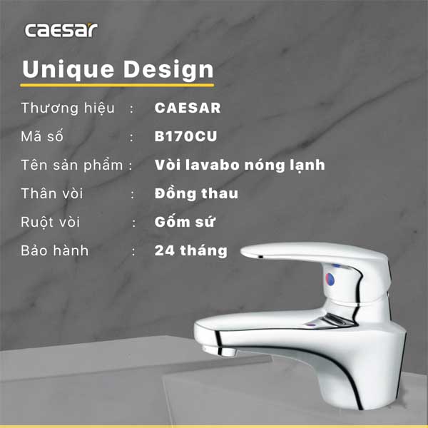 Vòi Rửa Lavabo Nóng Lạnh Caesar B170CU