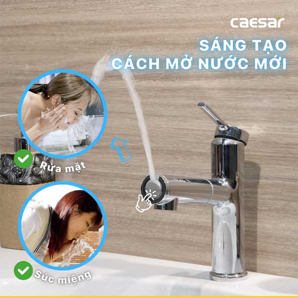 Vòi Lavabo Dây Rút Nóng Lạnh Caesar B196C