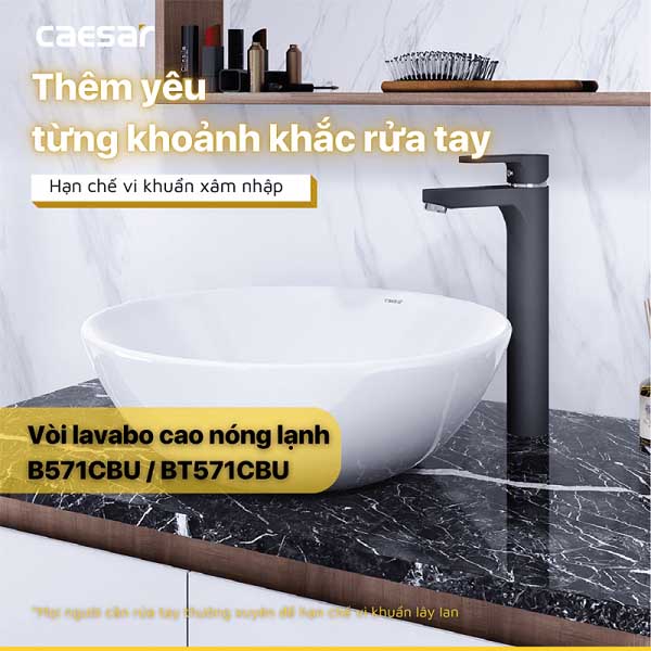 Vòi Lavabo Caesar Nóng Lạnh Thân Cao B571CBU