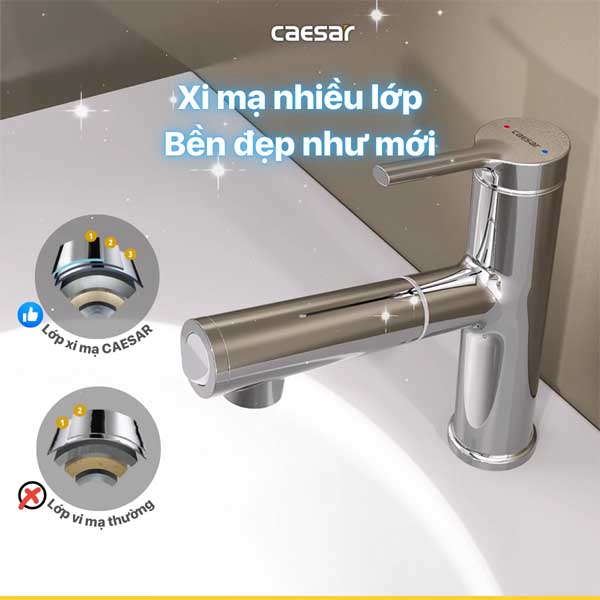 Vòi Lavabo Dây Rút Nóng Lạnh Caesar B196C