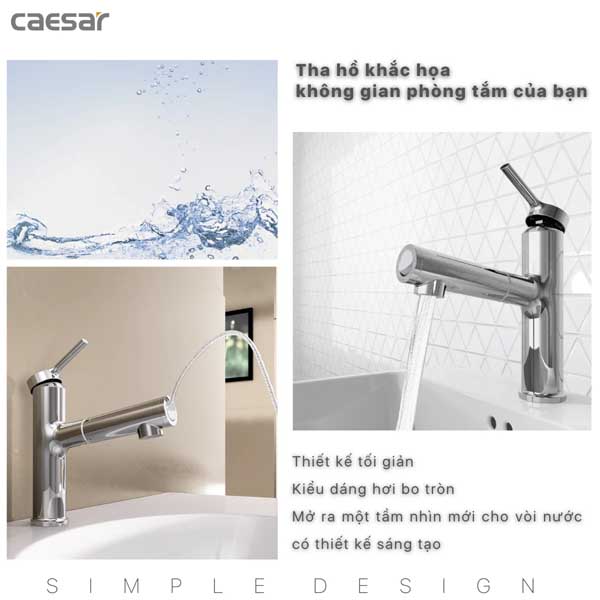 Vòi Lavabo Dây Rút Nóng Lạnh Caesar B196C