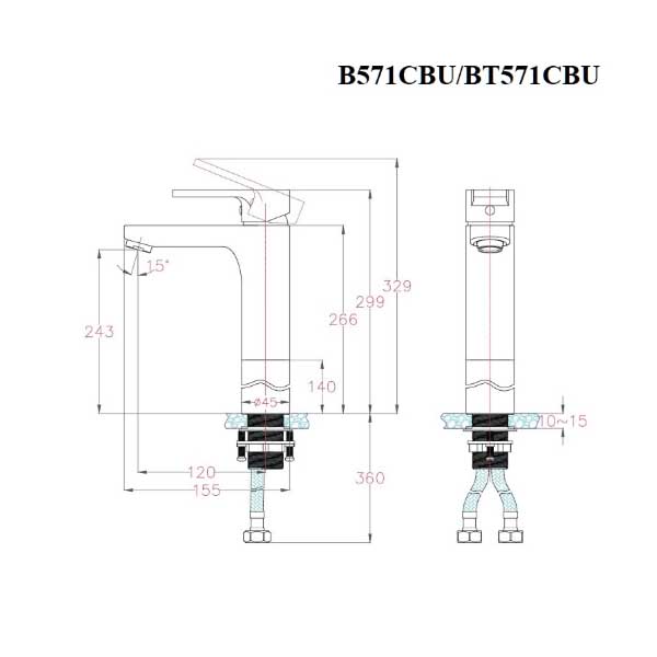 Vòi Lavabo Caesar Nóng Lạnh Thân Cao B571CBU 6 Vòi Lavabo Caesar Nóng Lạnh Thân Cao B571CBU
