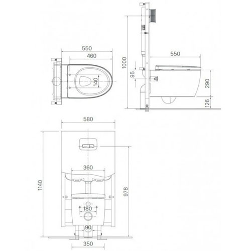 Bồn Cầu Treo Tường INAX AC-952/CW-S15VN Nắp Rửa Cơ