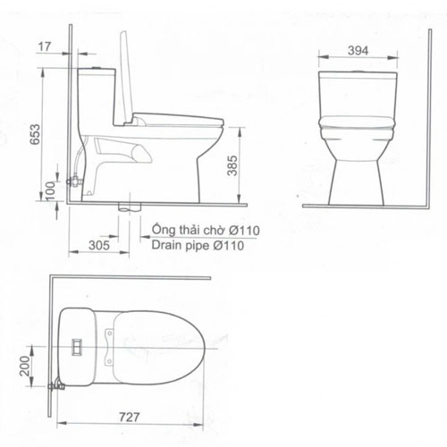 Bồn Cầu Nắp Điện Tử INAX AC-969/CW-H20VN Xả Nhấn