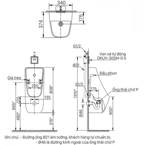 Bồn Tiểu Nam Inax AU-468VAC
