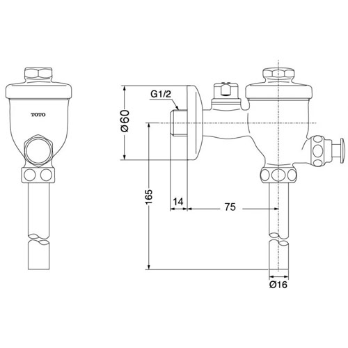 Van xả nhấn tiểu nam TOTO DU601N 