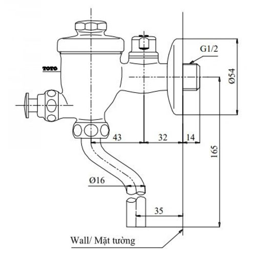 Van xả nhấn tiểu nam TOTO DU601SRR