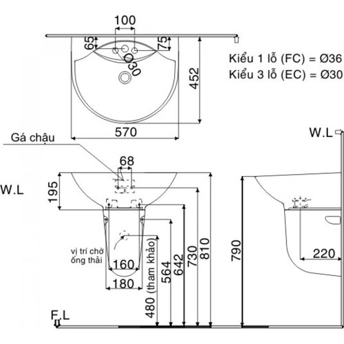 Lavabo Treo Tường Inax L-288V/L-288VC 