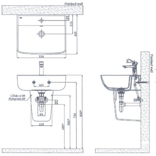 Lavabo Inax L-312V Treo Tường