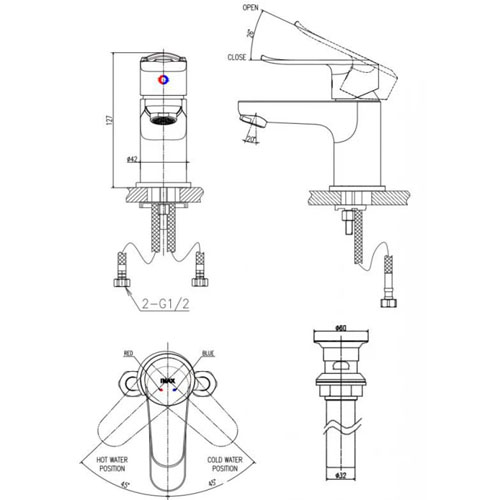 Vòi lavabo Inax LFV-2012S-R nóng lạnh