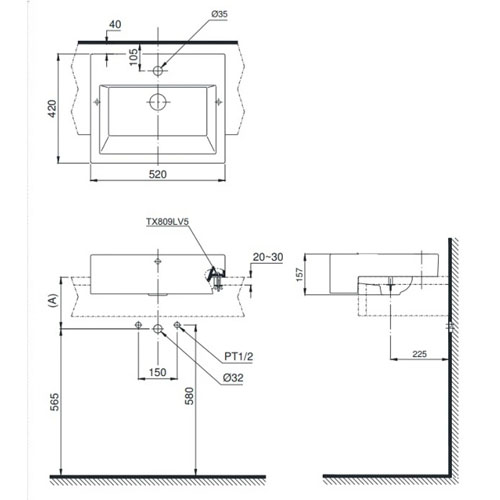 Chậu Rửa Lavabo bán âm bàn TOTO LT647CS