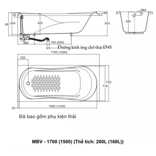 Bồn Tắm Inax Galaxy MBV-1700 