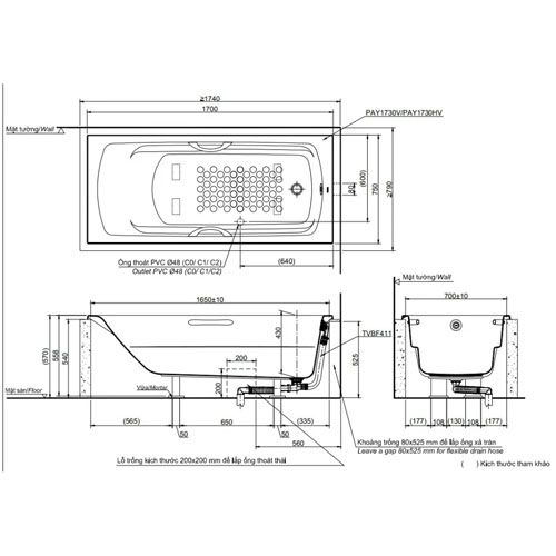 Bồn tắm Toto PAY1730HV-TVBF411