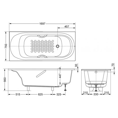 Bồn tắm tắm ngọc trai Toto PPY1780HPE-DB505R-3B-TVBF412