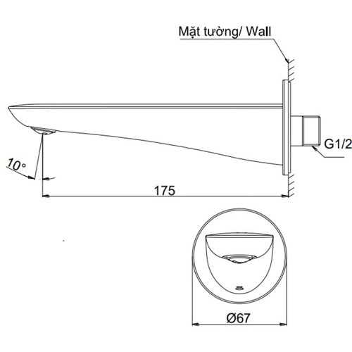 Vòi Xả Bồn TOTO TBG01001B Âm Tường dòng GO