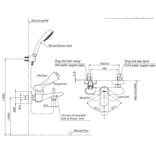 Sen tắm TOTO TBG01302VA nóng lạnh GO Series
