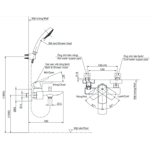 Sen tắm TOTO TBG02302VA nóng lạnh GR Series