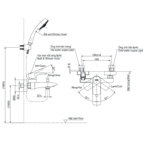 Sen tắm TOTO TBG04302VA nóng lạnh GA Series