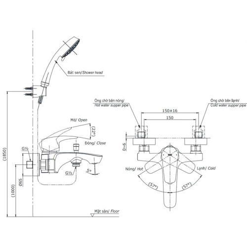 Sen tắm TOTO TBG09302VA nóng lạnh GC Series