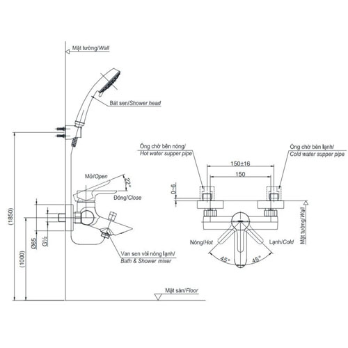 Sen tắm TOTO TBS01302V nóng lạnh LB Series