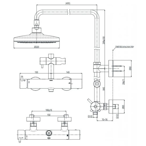 Vòi Sen Cây TOTO TBW01303AB Nóng Lạnh